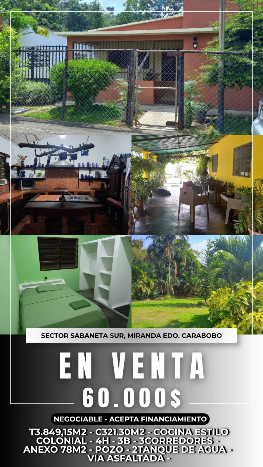 Casa en Venta en Sector Sabaneta Sur, Miranda, Estado Carabobo — 7 hab 3849m² — USD 60,000