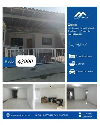 Casa en Lomas de la Hacienda, San Diego, Carabobo