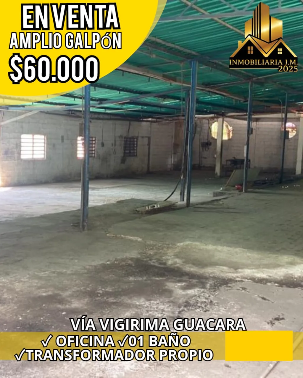 Galpón en Venta en Vigirima Vía Principal 1413m² — USD 60,000