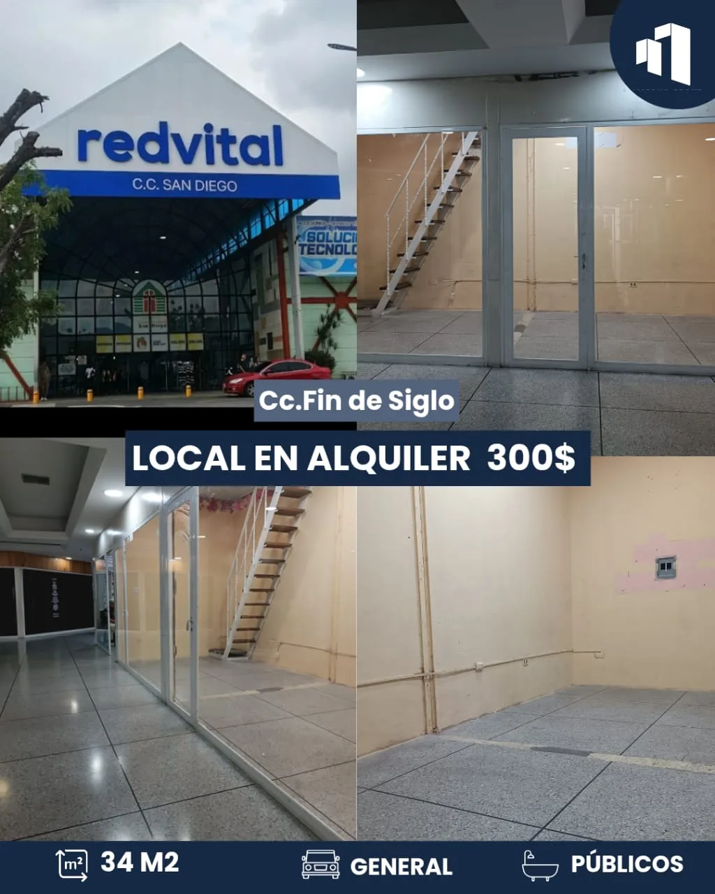 Local en Alquiler en Cc. Fin de Siglo 34m² — USD 300