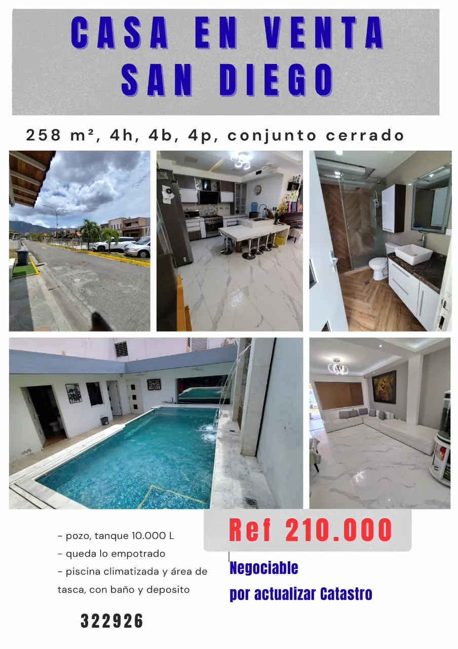 Casa en Venta en San Diego — 4 hab 258m² — USD 210,000