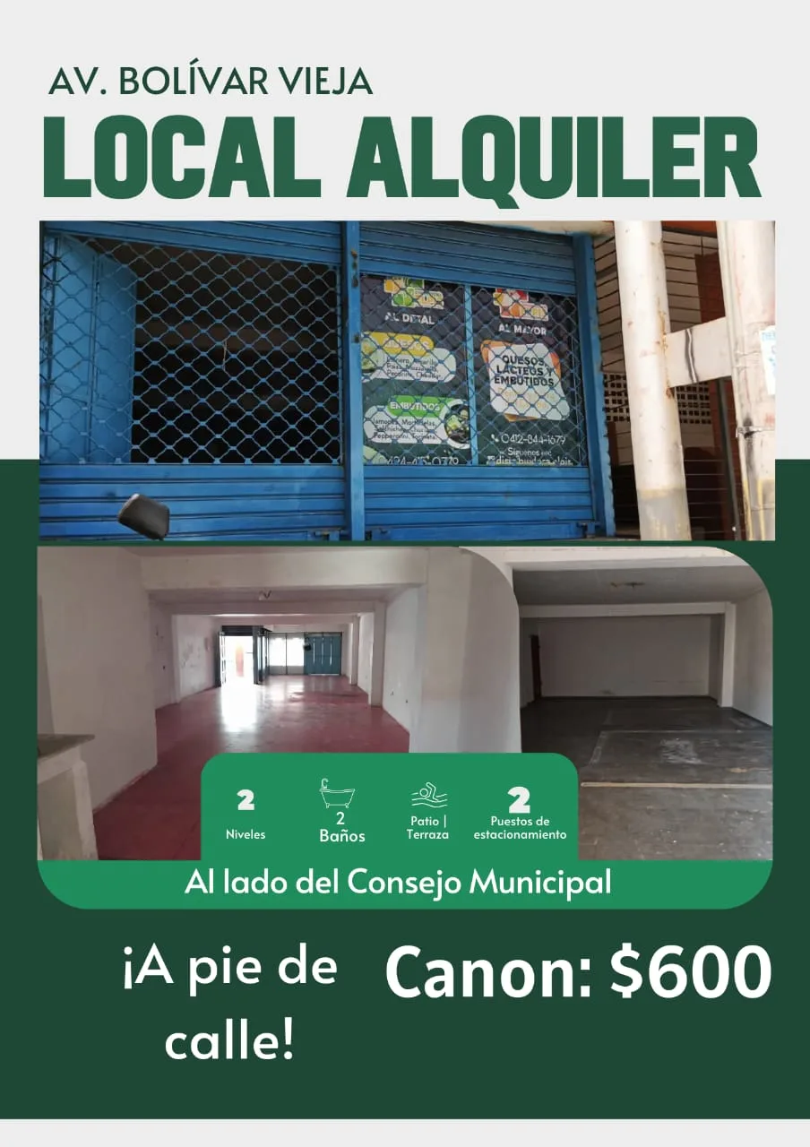 Local en Alquiler en Naguaguanagua, Av. Bolívar Vieja - Edif. Alpha 300m² — USD 600