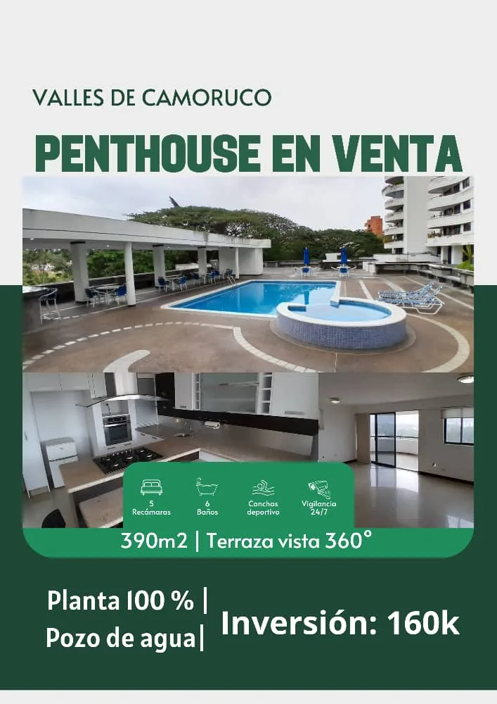 Penthouse en Venta en Valles de Camoruco (Res. Gran Paraíso) — 6 hab 390m² — USD 160,000