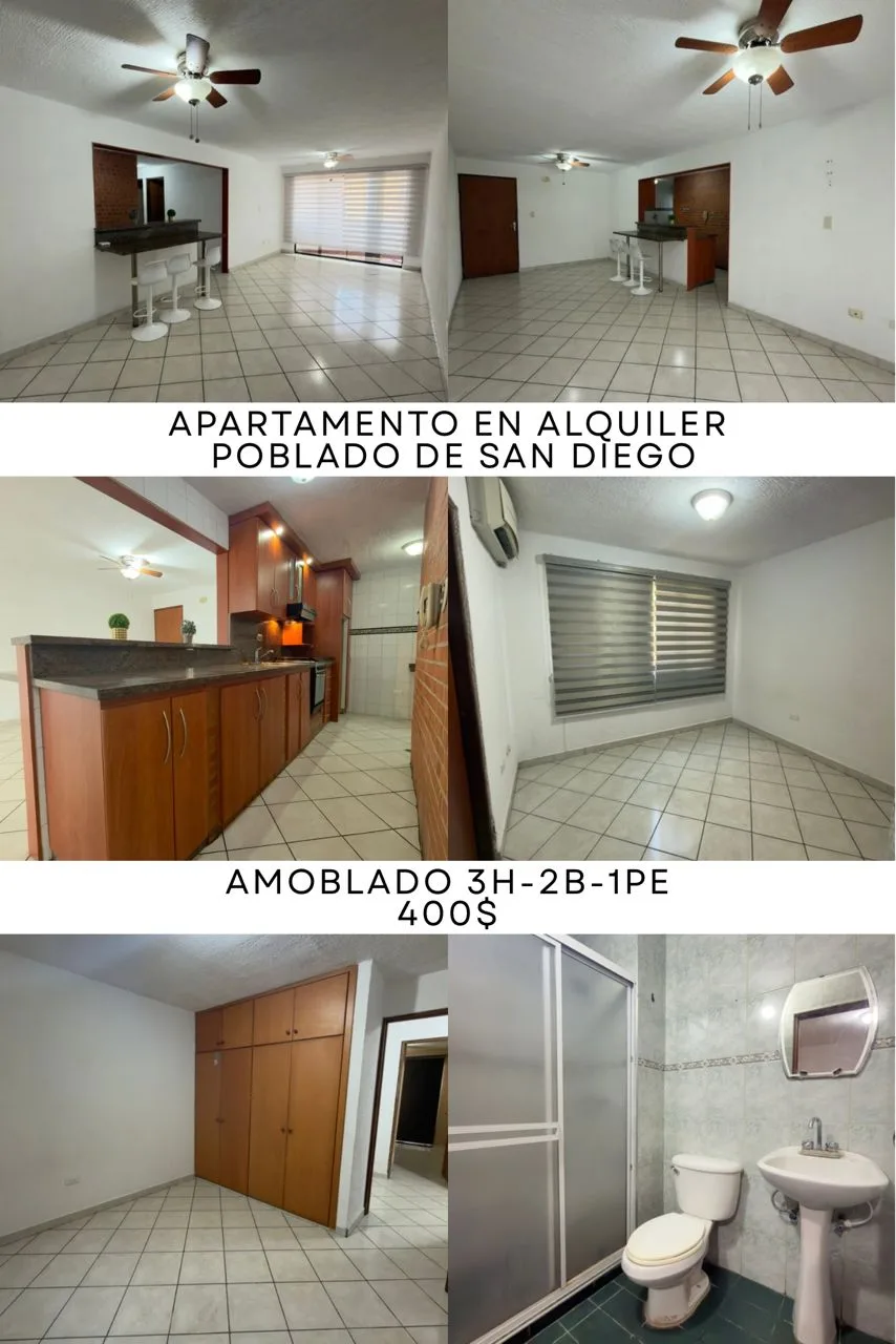 Apartamento en Alquiler en Poblado de San Diego, Frente a la UJAP — 3 hab 84m² — USD 400