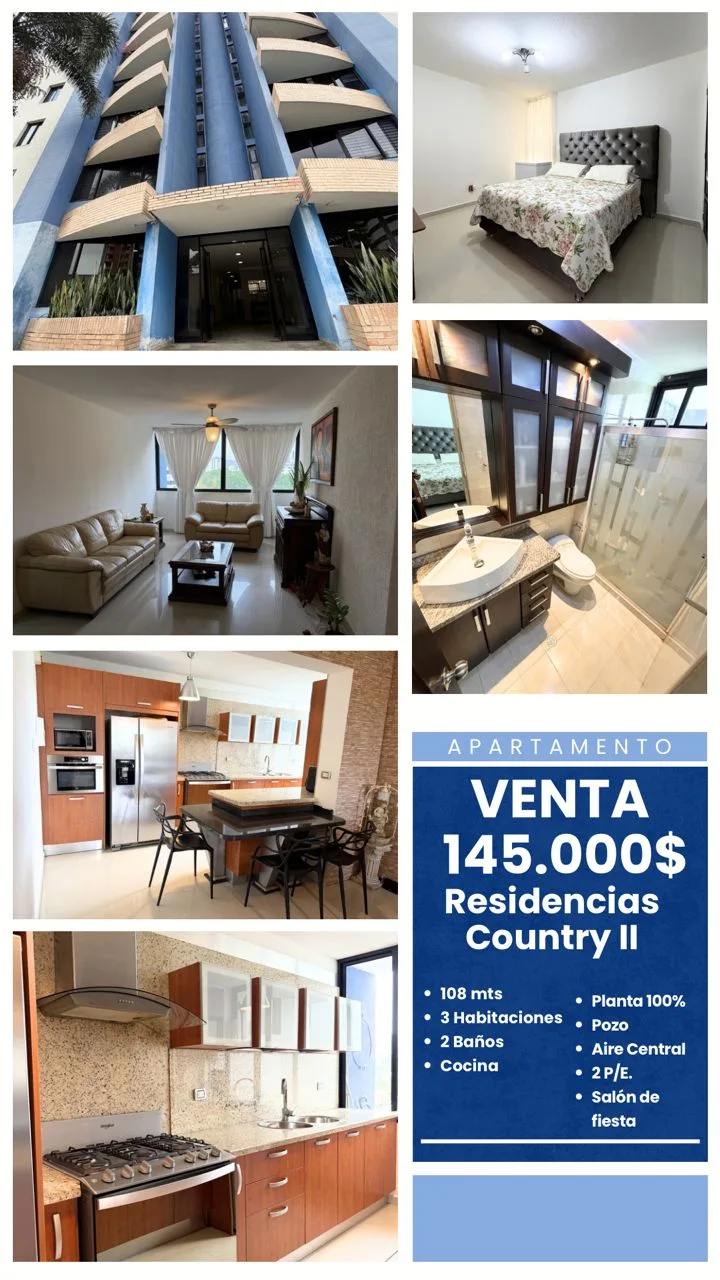 Apartamento en Venta en Res. Country II | Urb. El Parral — 3 hab 108m² — USD 145,000