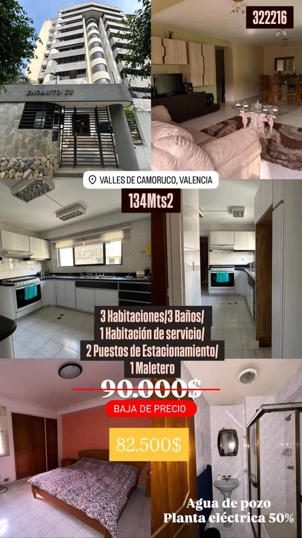 Apartamento en Venta en Valles de Camoruco, Valencia — 4 hab 134m² — USD 82,500