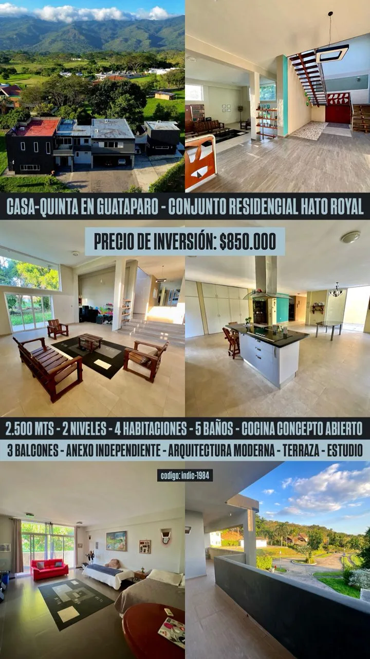 Casa en Venta en Guataparo “Conjunto Residencial Hato Royal” Valencia, Carabobo — 4 hab 900m² — USD 850,000