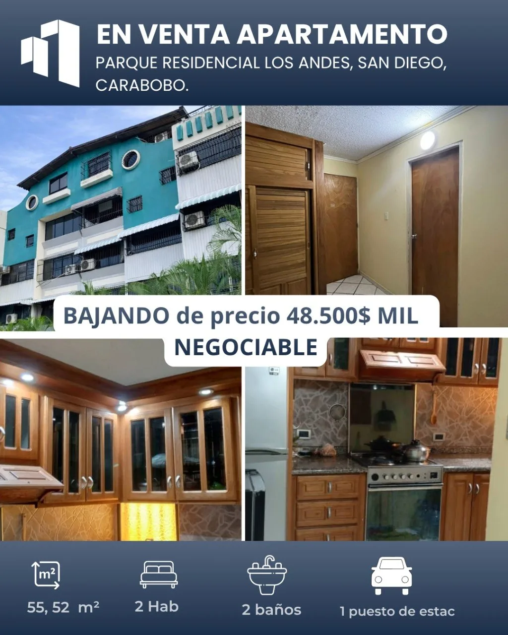 Apartamento en Venta en San Diego, Carabobo — 2 hab — USD 48,500