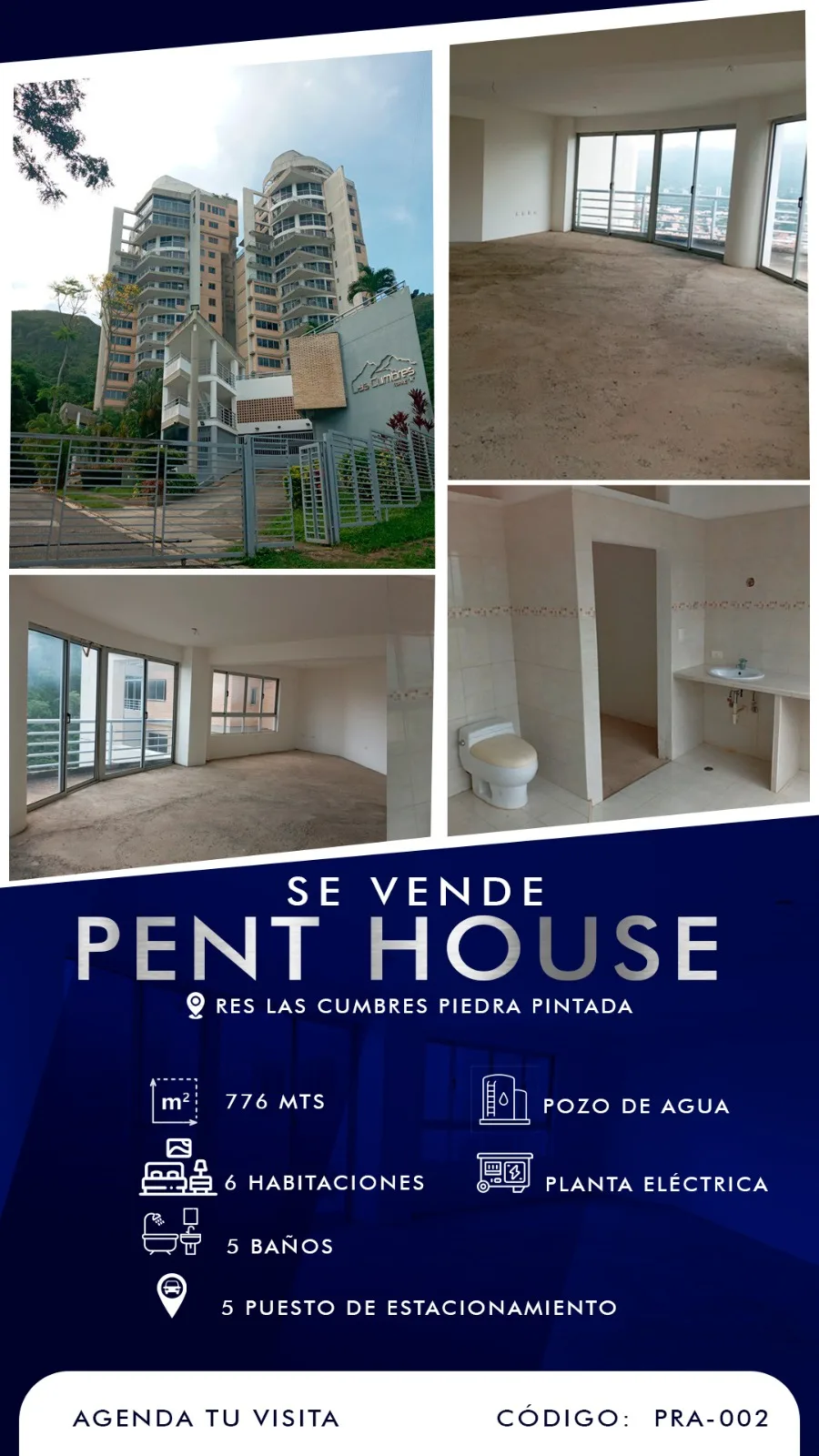 Penthouse en Venta en Residencias Las Cumbres Sector Piedra Pintada — 6 hab 776m² — USD 495,000