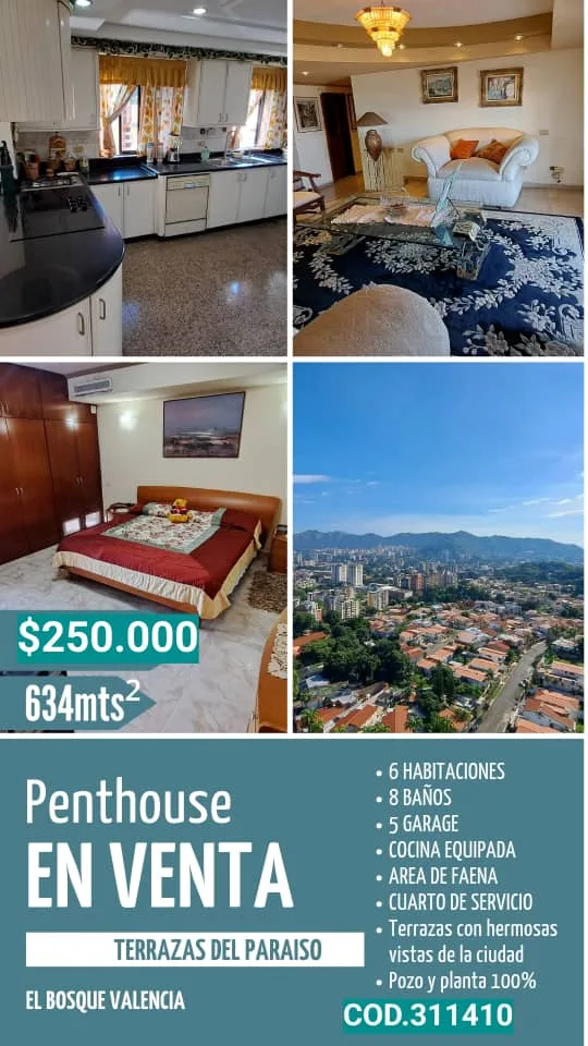 Penthouse en Venta en Terrazas de Paraiso, El Bosque — 7 hab 634m² — USD 250,000