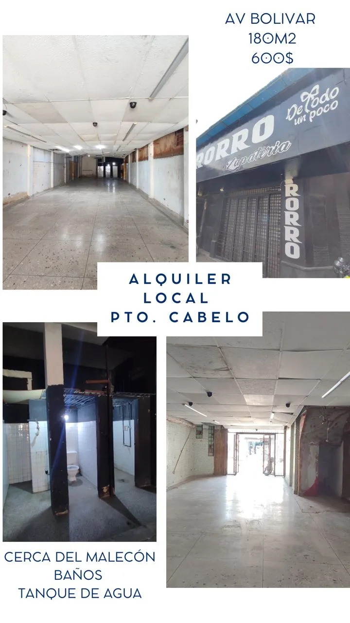 Local en Alquiler en Puerto Cabello, Av Bolivar cruce con calle Campo Elías 180m² — USD 600