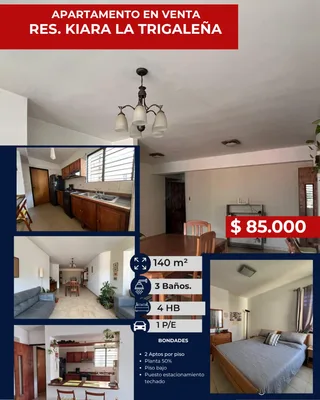 Apartamento en Trigaleña baja, Res. Kiara