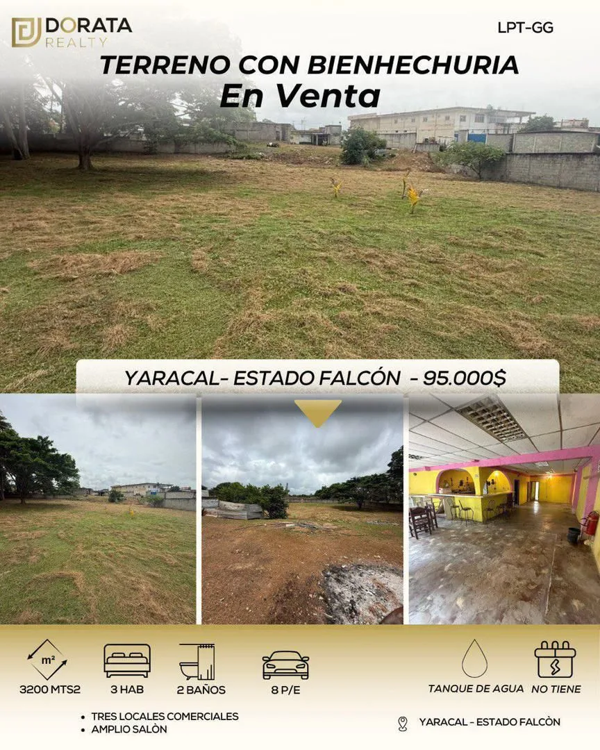 Terreno en Venta en Yaracal, Estado Falcón 3200m² — USD 95,000
