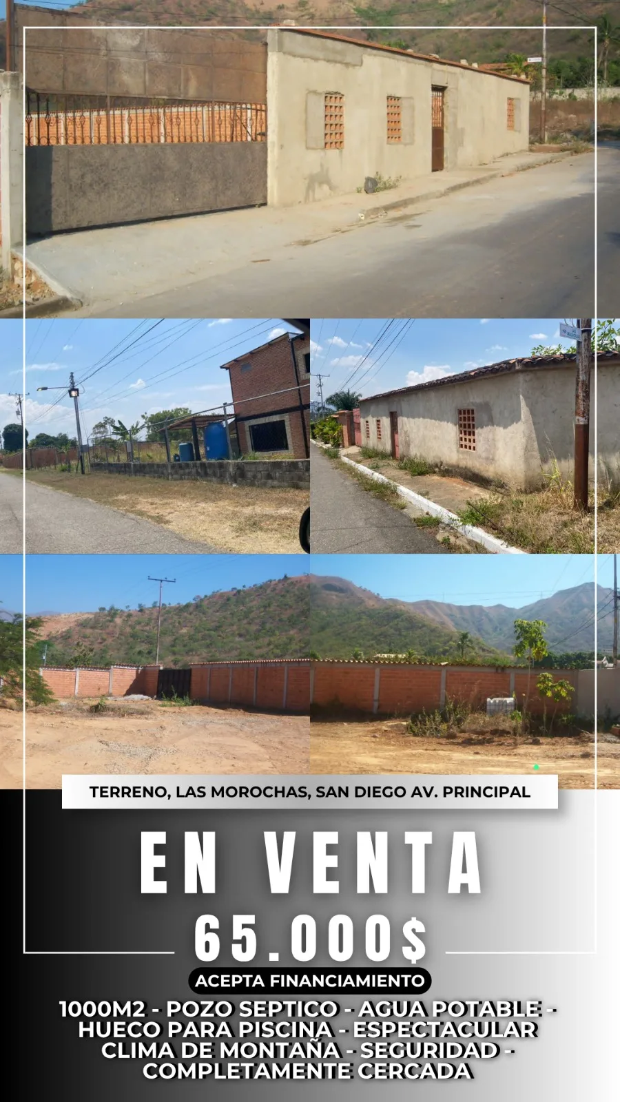 Terreno en Venta en San Diego, Las Morochas 1000m² — USD 65,000