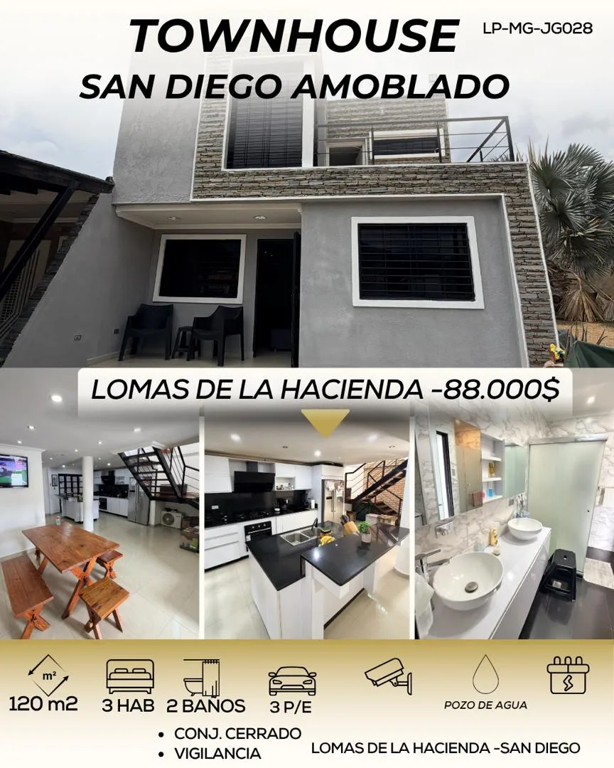 Casa en Venta en La Urb. Lomas de la Hacienda, San Diego — 3 hab 120m² — USD 88,000