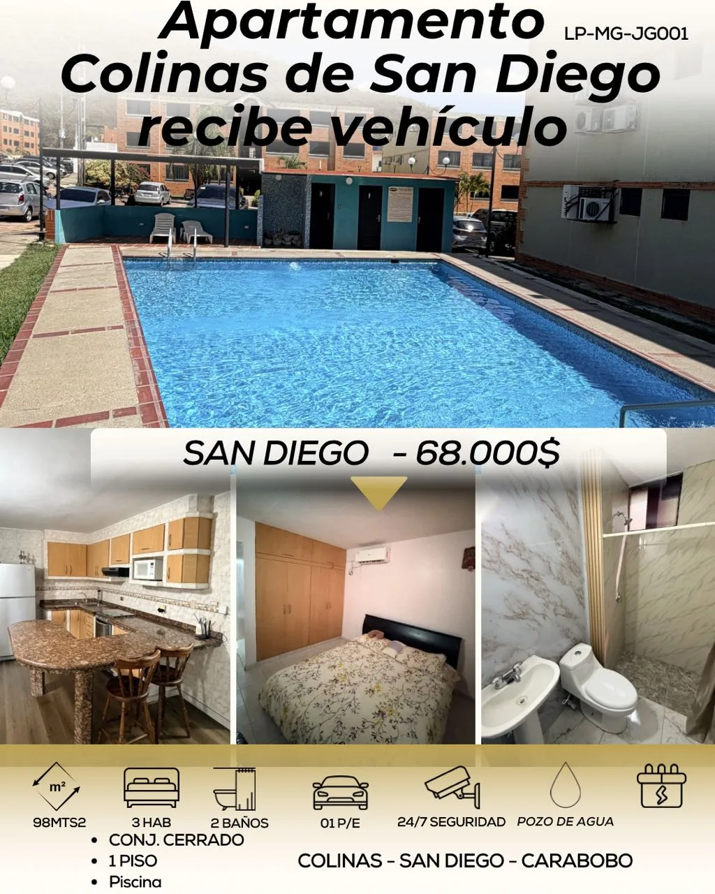 Apartamento en Venta en Res Colinas de San Diego — 3 hab 98m² — USD 68,000