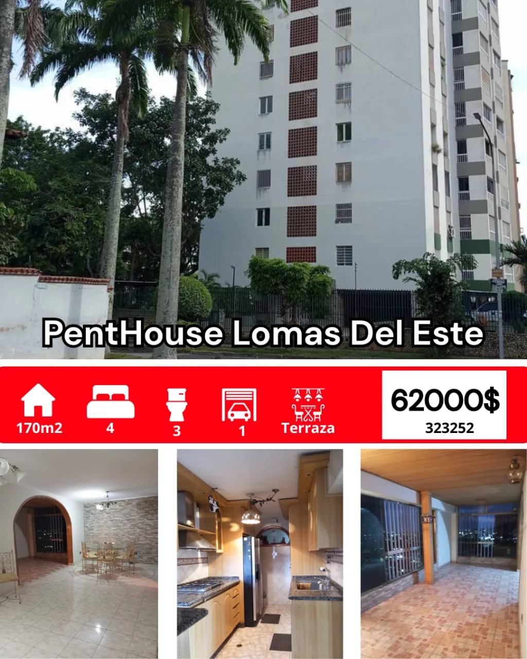 Penthouse en Venta en Lomas Del Este — 4 hab 170m² — USD 62,000