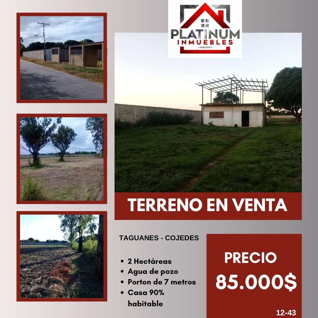 Terreno en Venta en Taguanes 20000m² — USD 85,000