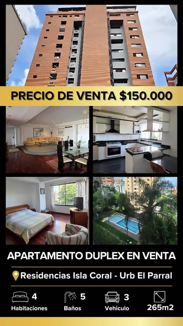 Apartamento en Venta en Residencias Isla Coral, Urb. El Parral — 4 hab 267m² — USD 150,000
