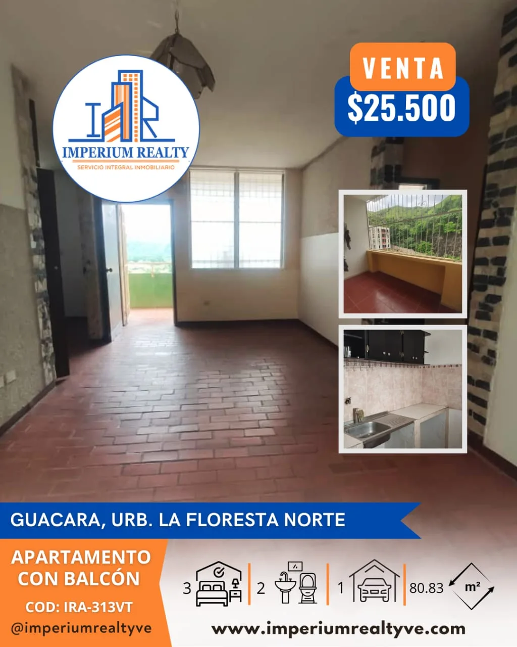 Apartamento en Venta en Urbanización La Floresta Norte Guacara — 3 hab 81m² — USD 25,500
