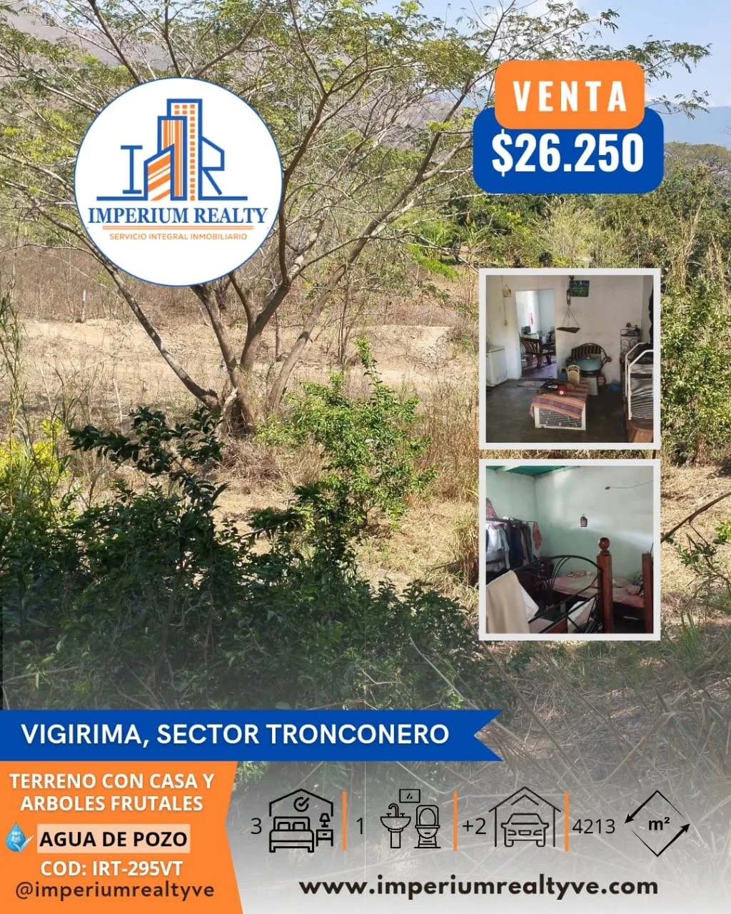 Casa en Venta en Tronconero asentamiento campesino Vigirima — 3 hab 192m² — USD 26,250