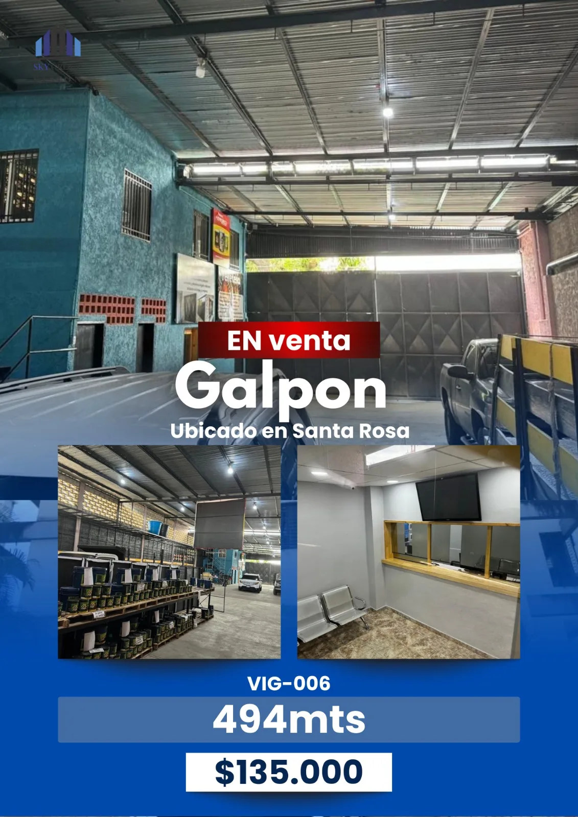 Galpón en Venta en Santa Rosa 494m² — USD 135,000