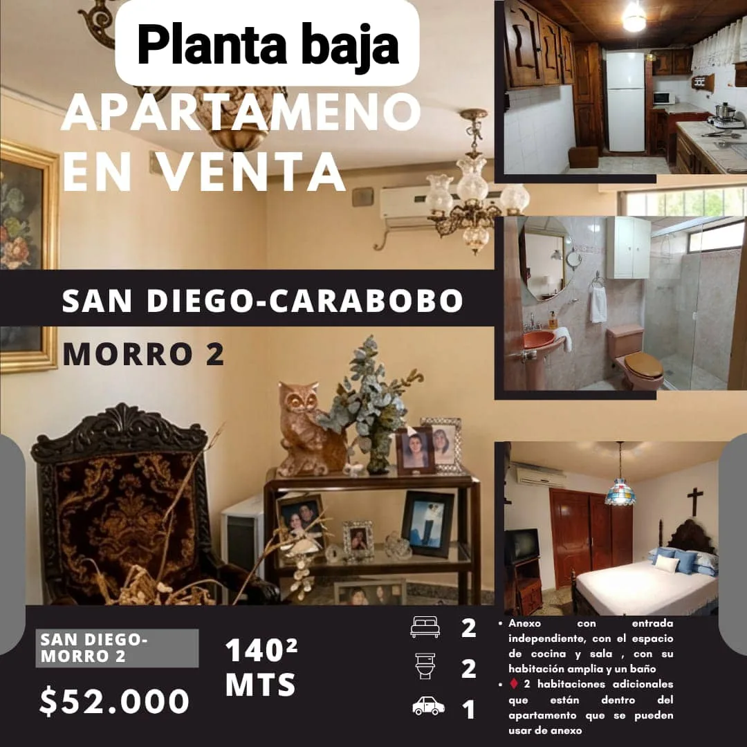 Apartamento en Venta en Morro II, San Diego, Carabobo — 4 hab 90m² — USD 52,000