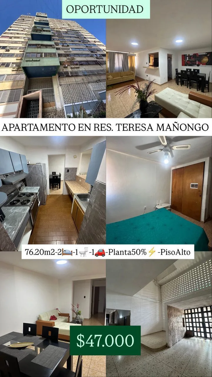 Apartamento en Venta en C.R. TERESA MAÑONGO - PALMA REAL — 2 hab 76m² — USD 47,000