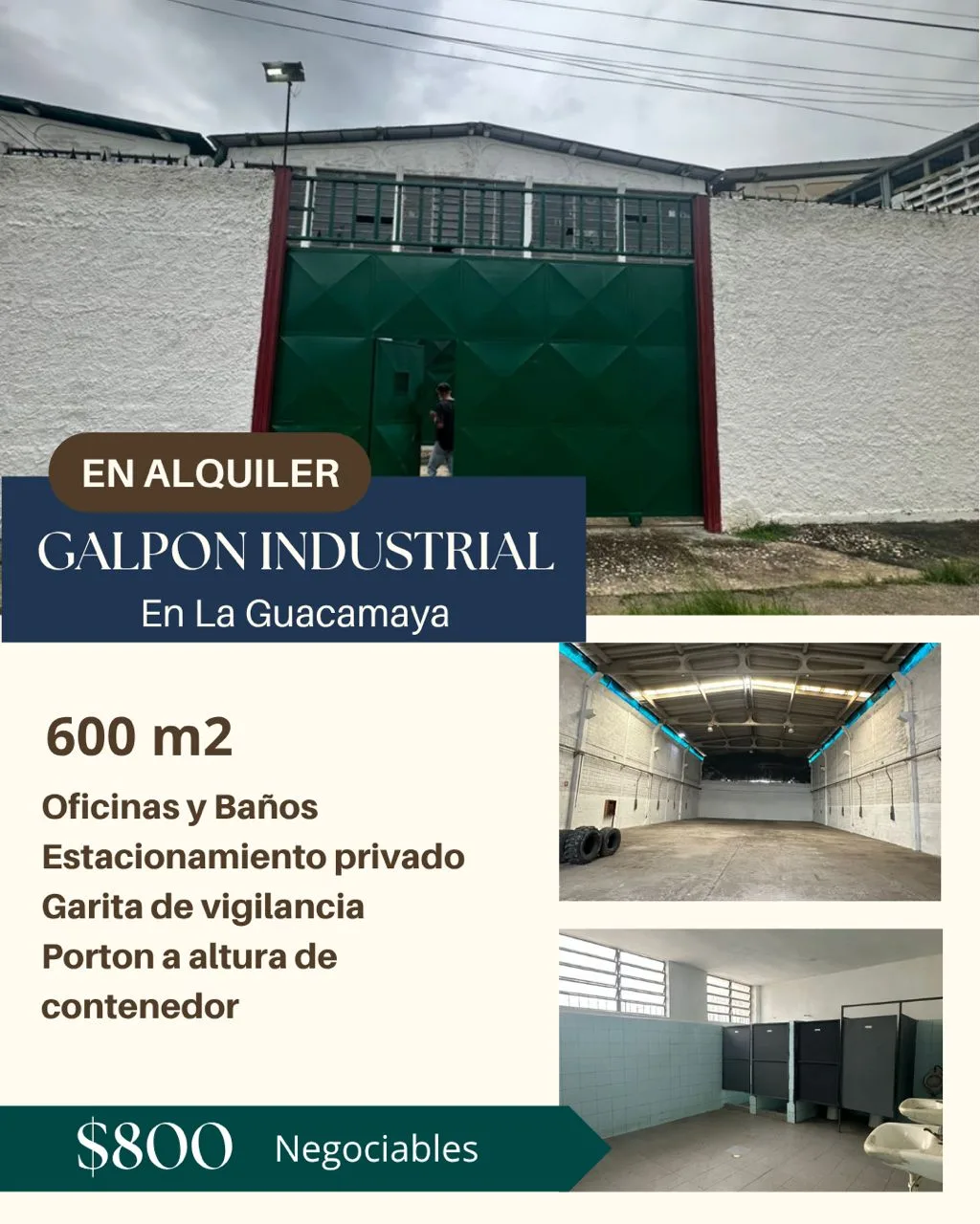Galpón en Alquiler en null 600m² — USD 800