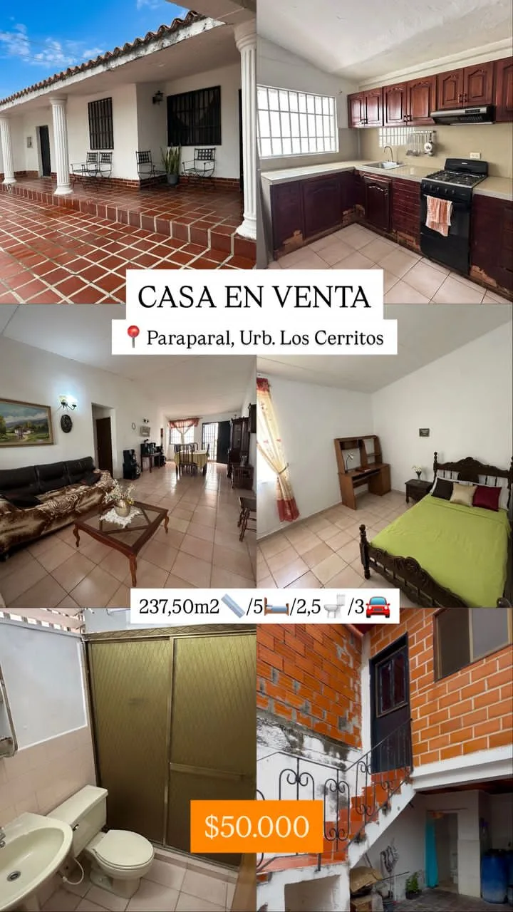 Casa en Venta en Urb. Los Cerritos, Paraparal, Los Guayos — 5 hab 237m² — USD 50,000