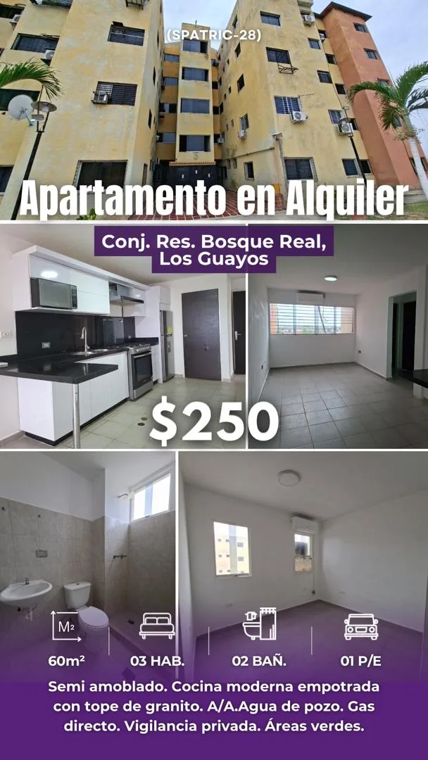 Apartamento en Alquiler en Conj. Res. Bosque Real, Los Guayos — USD 250