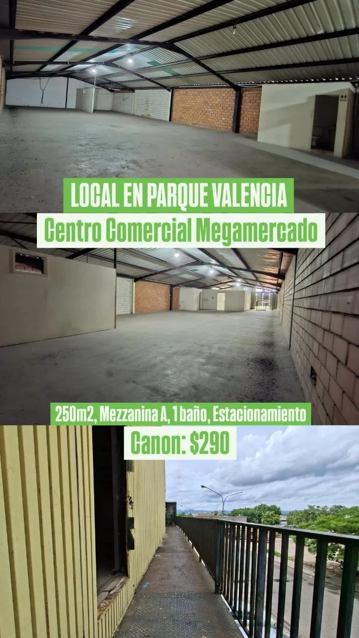 Local en Alquiler en Parque Valencia, C.C. Megamercado 250m² — USD 290