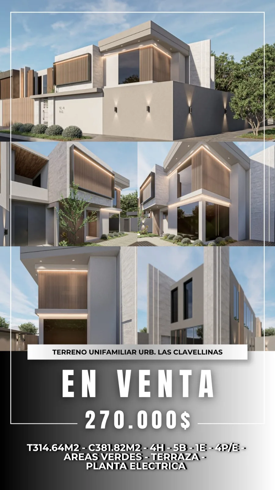 Casa en Venta en Urb. Las Clavellinas — 5 hab 373m² — USD 270,000