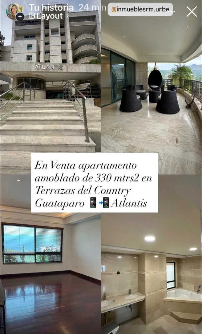 Apartamento en Venta en Terrazas del Country Guataparo Atlantis — 5 hab 330m² — USD 550,000