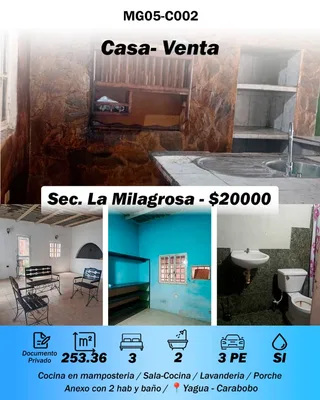 Casa en Urb. La Milagrosa Yagua Guacara