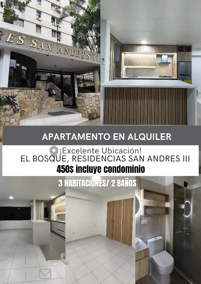 Apartamento en Alquiler en Bosque San Andrés III — 3 hab — USD 450