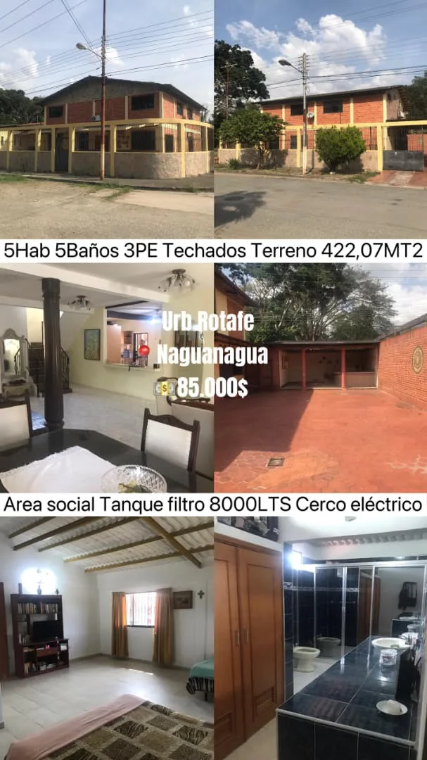 Casa en Venta en Urb. Rotafe, Naguanagua, Valencia - Carabobo — 5 hab 320m² — USD 85,000