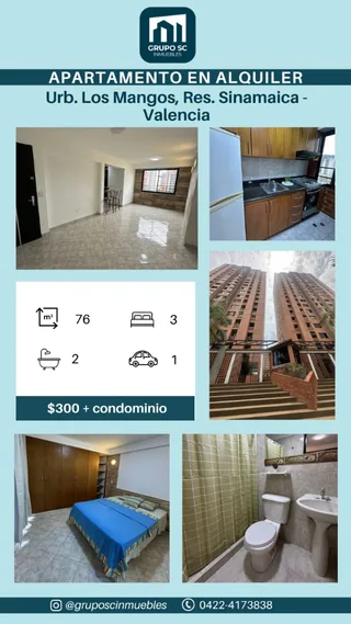 Apartamento en Res. Sinamaica, Urb Los Mangos - Valencia