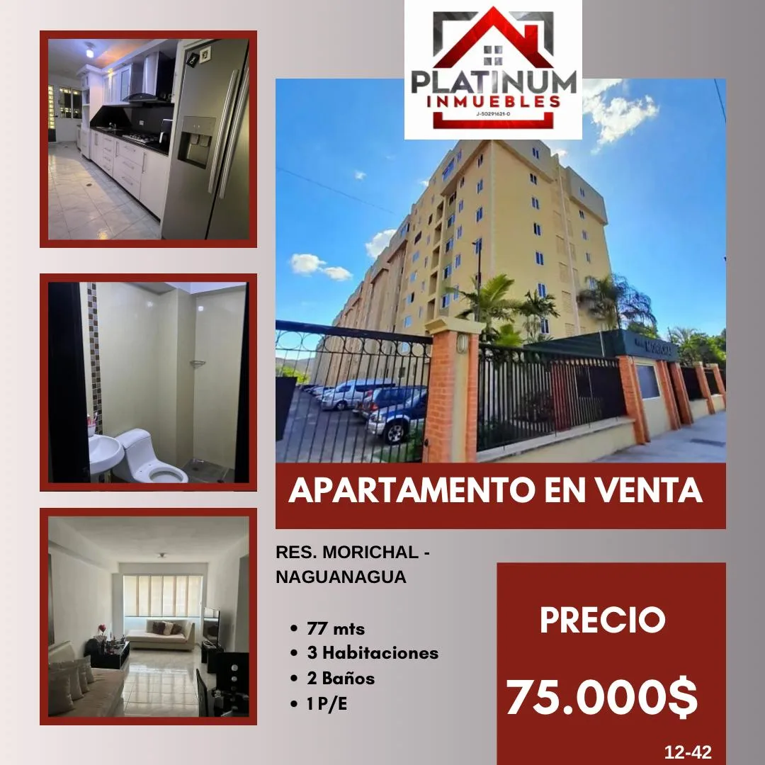 Apartamento en Venta en Residencias Morichal, Naguanagua — 3 hab 77m² — USD 75,000