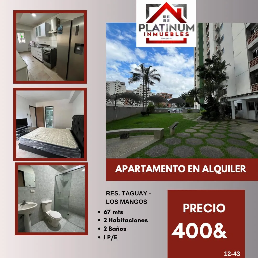 Apartamento en Alquiler en Los Mangos Residencias Taguay — 2 hab 67m² — USD 400