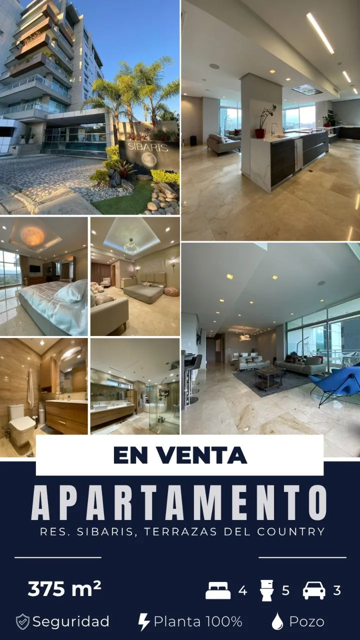 Apartamento en Venta en Terrazas del Country Res Sibaris — 4 hab 375m² — USD 950,000