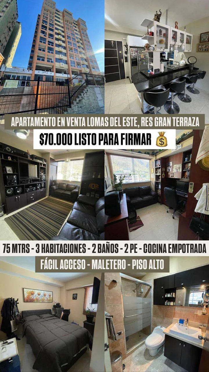 Apartamento en Venta en Urb. Lomas del este, Resd. Gran Terraza, Valencia — 3 hab 75m² — USD 70,000