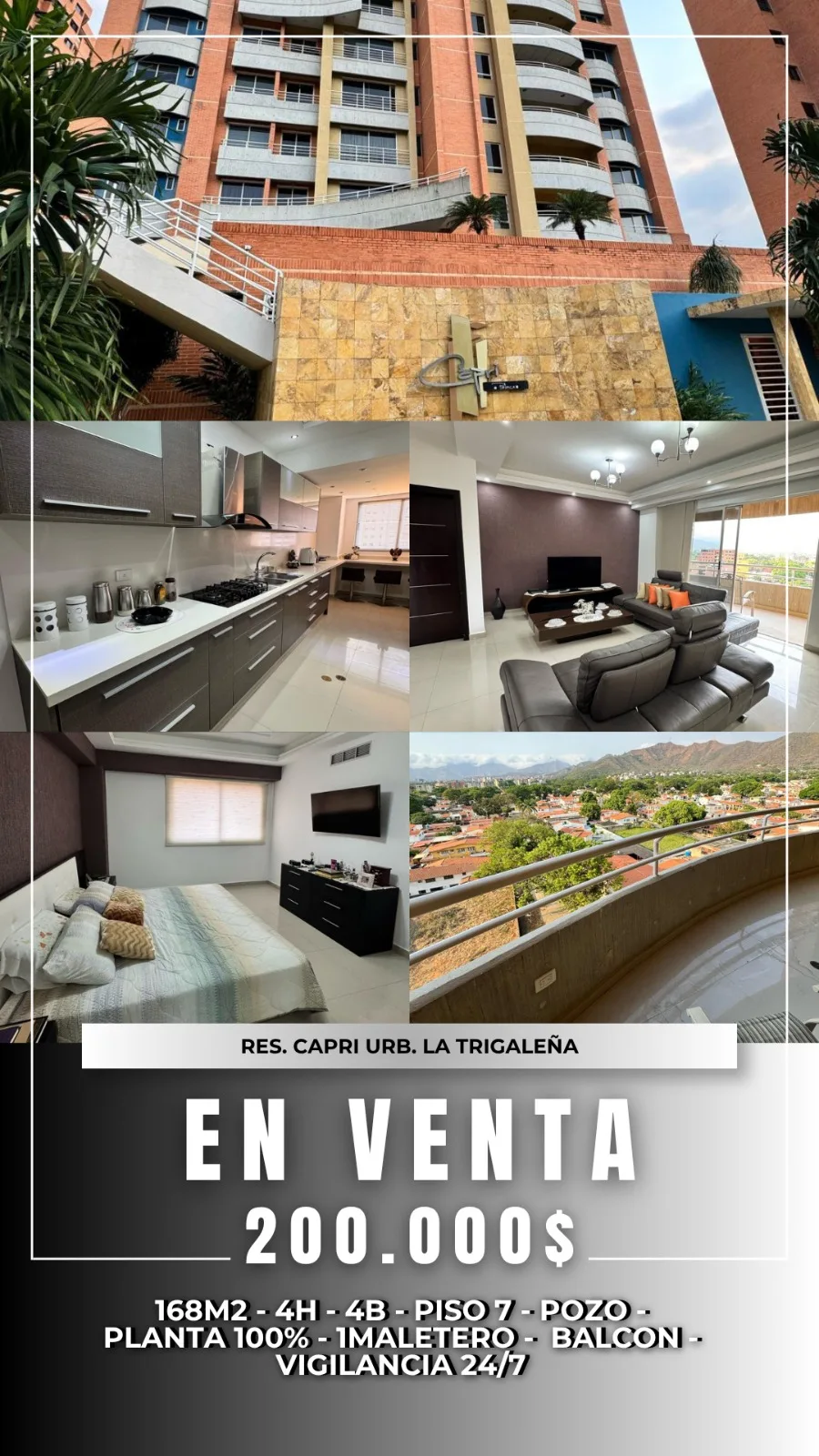 Apartamento en Venta en Res. Capri Trigaleña — 4 hab 168m² — USD 200,000