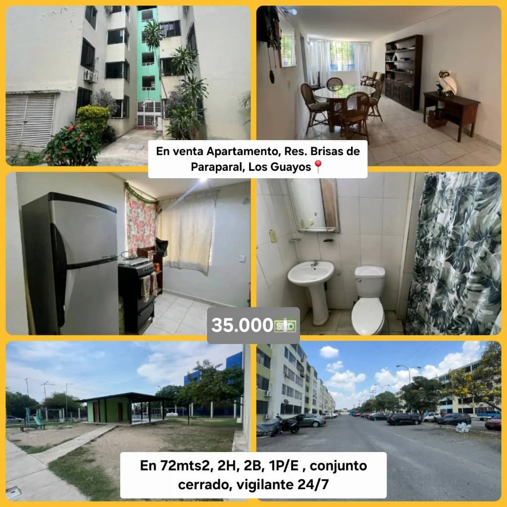 Apartamento en Venta en Urb. Paraparal, Res. Brisas de Paraparal, Los Guayos — 3 hab 72m² — USD 35,000