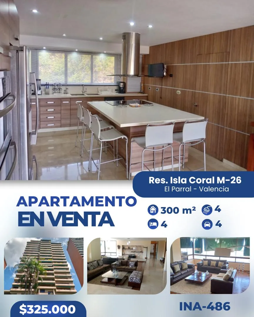 Apartamento en Venta en Res Isla Coral M-26 Urb El Parral — 4 hab 300m² — USD 325,000