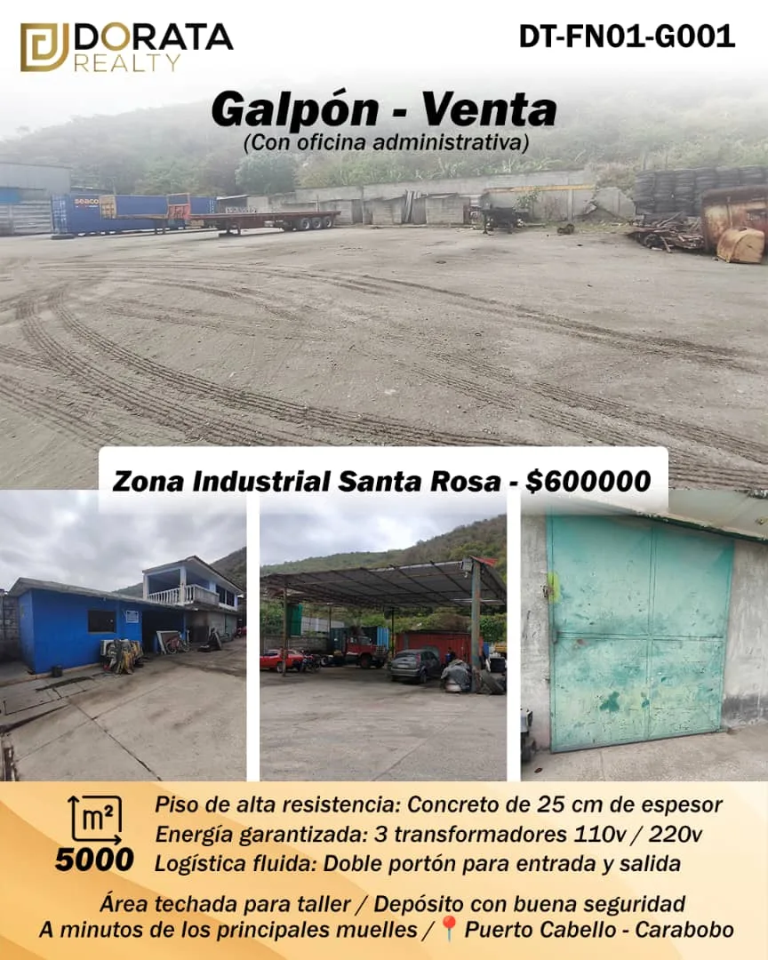 Galpón en Venta en Zona Industrial Santa Rosa, Puerto Cabello - Carabobo 5000m² — USD 600,000