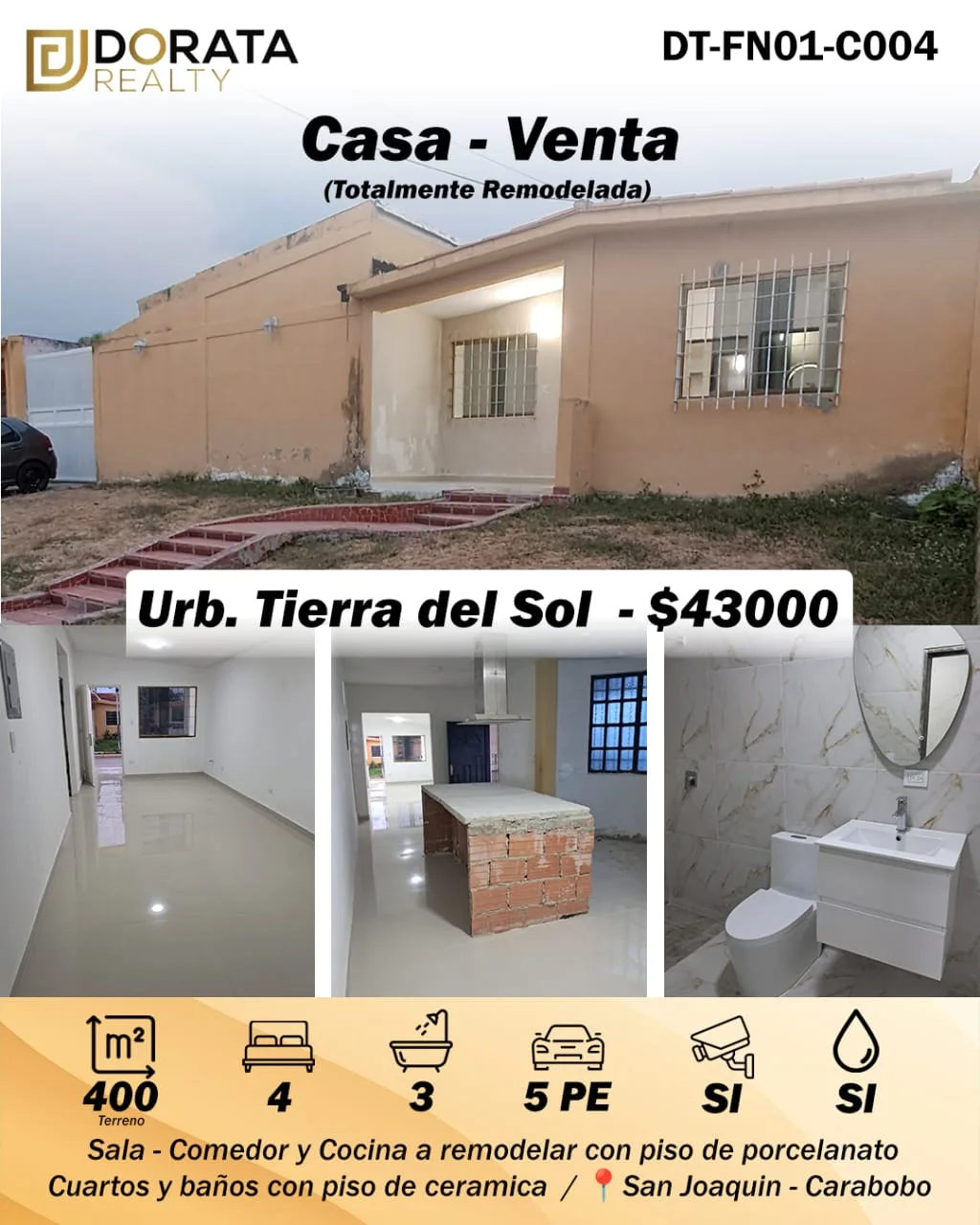 Casa en Venta en Urb. Tierras del Sol — 4 hab 400m² — USD 43,000