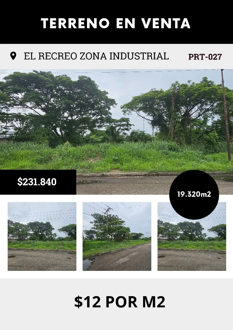Terreno en Venta en Zona Industrial El Recreo Valencia 19320m² — USD 231,840
