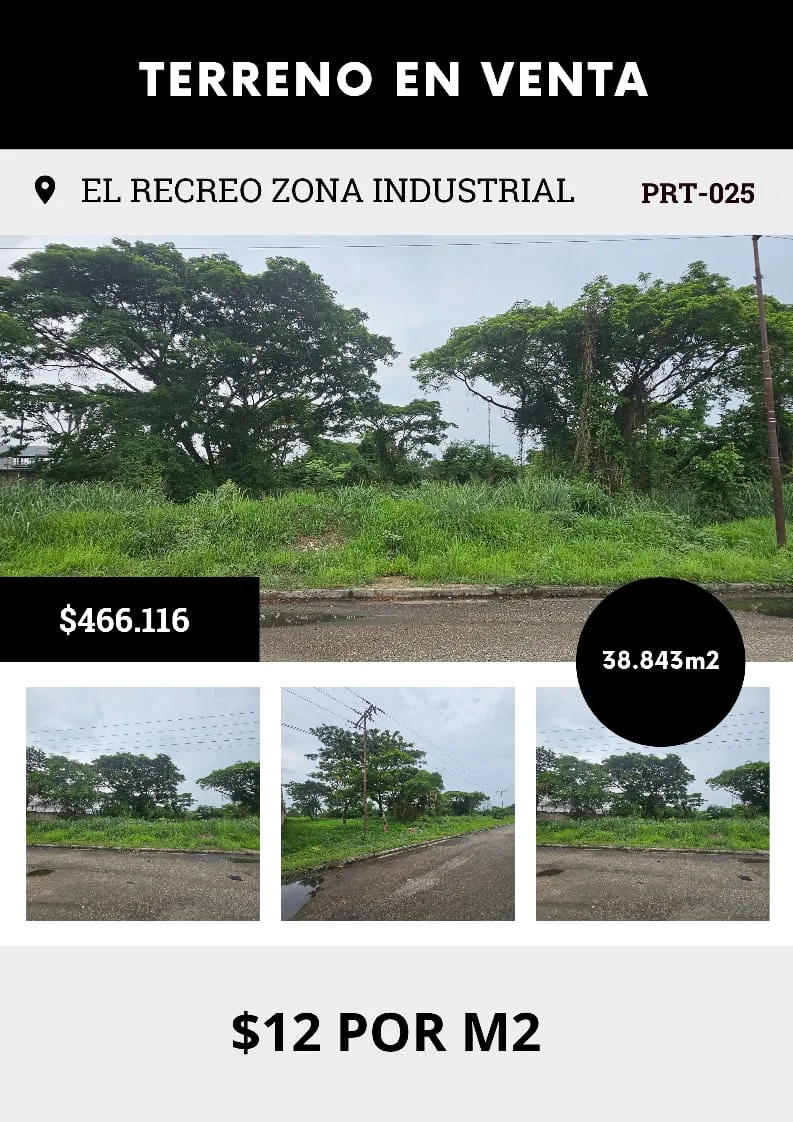 Terreno en Venta en El Recreo Zona Industrial, Valencia 38843m² — USD 466,116
