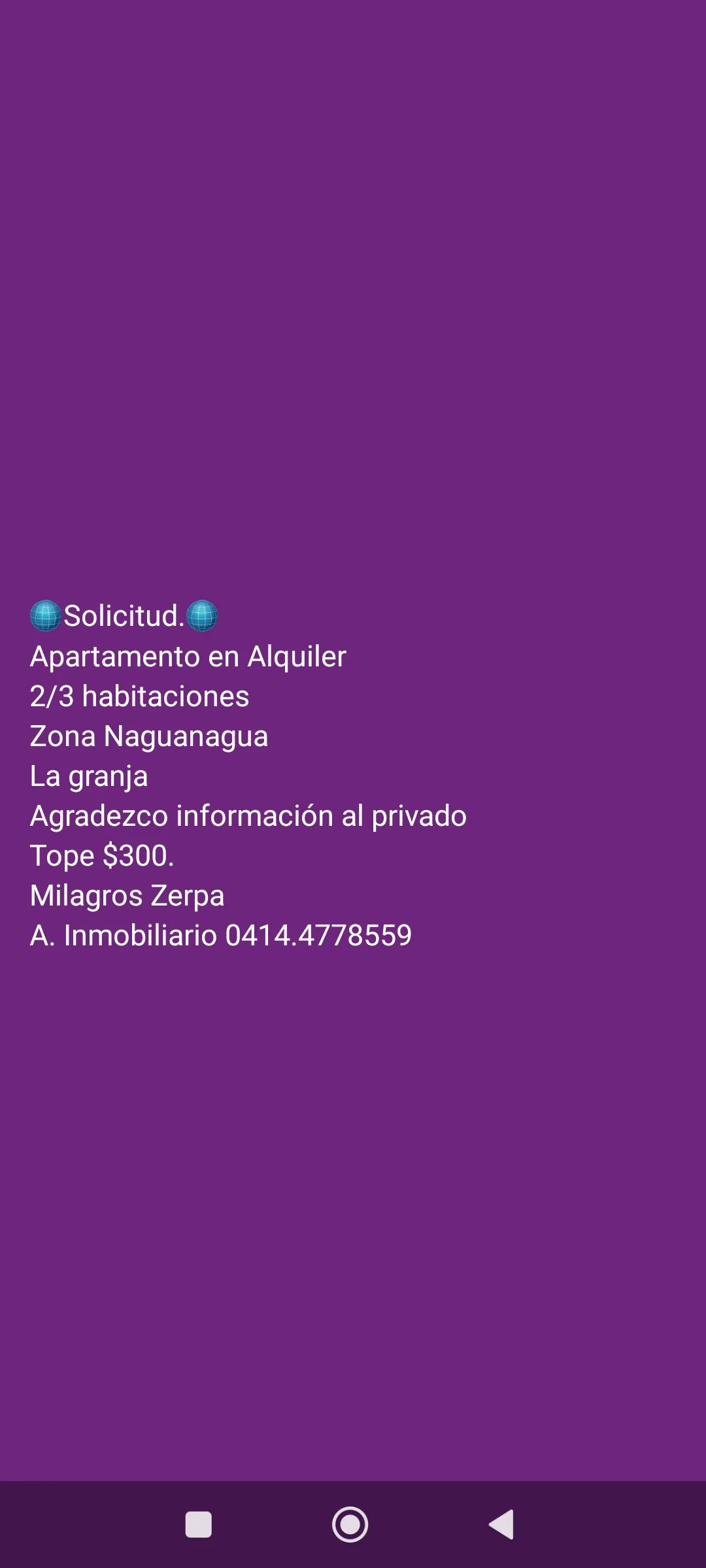 Apartamento en Alquiler en Zona Naguanagua, La granja — 3 hab — USD 300